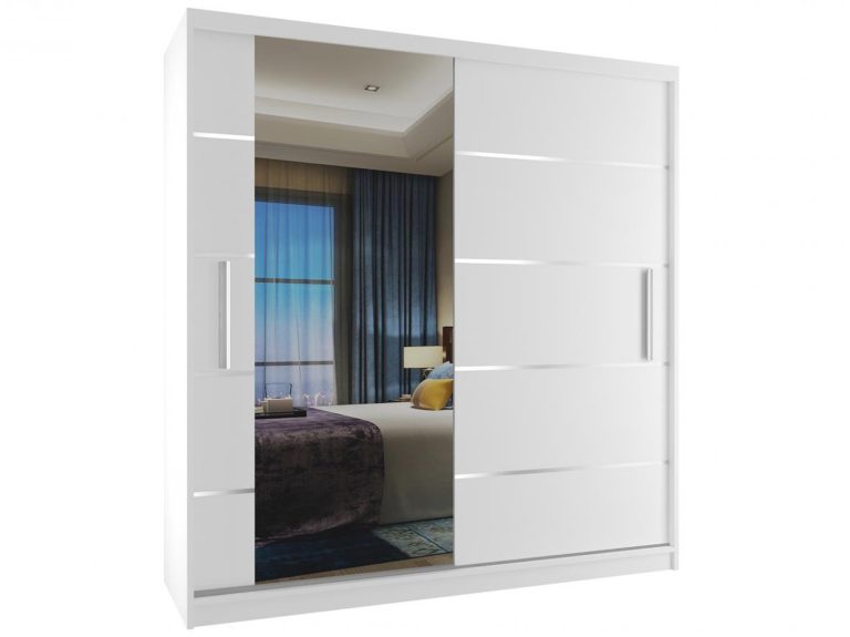 Armoire coulissante 158 cm avec miroir blanc mat Fabricant MBP SZP3/2/W/W/0/AL