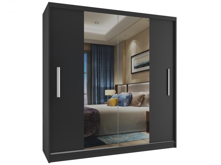 Armoire coulissante 158 cm avec miroir noir ébène foncé Fabricant ME SZP3/2/B/B/0/AL
