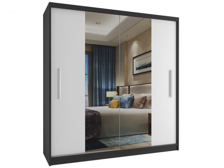 Armoire coulissante 158 cm avec miroir blanc mat Fabricant ME SZP3/2/B/W/0/AL ME SZP3/2/B/W/0/AL