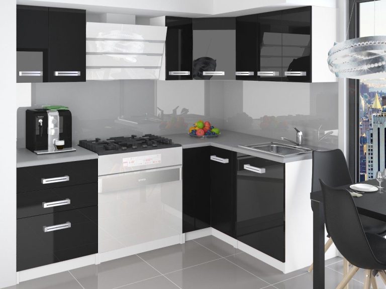 Meubles de cuisine 300 cm noir brillant sans plan de travail Fabricant INF ARMIN/3/WT/B/BB/D