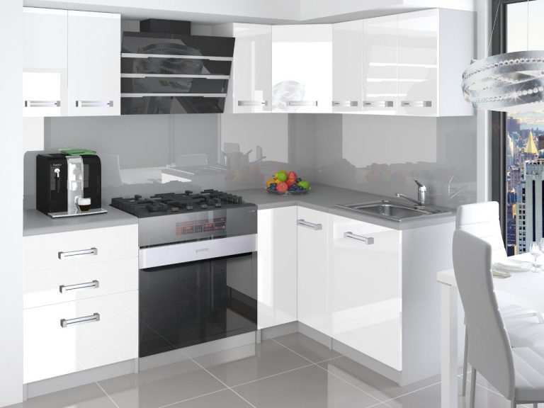 Meubles de cuisine 300 cm blanc brillant sans plan de travail Fabricant INF ARMIN/2/WT/W/BB/D
