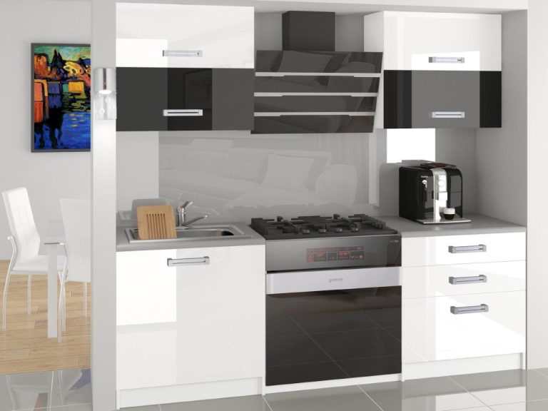 Meubles de cuisine 120 cm blanc brillant noir brillant sans plan de travail Fabricant INF ELEGANTA/2/WT/WBW/BB/D