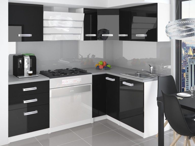 Meubles de cuisine 300 cm noir brillant sans plan de travail Fabricant INF JOWISZ/2/WT/B/BB/D
