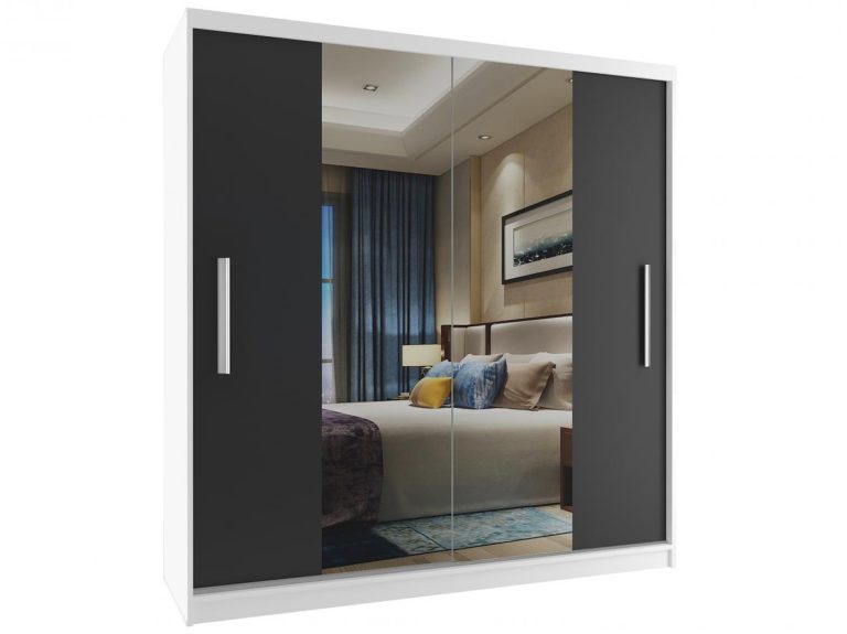 Armoire coulissante 158 cm avec miroir noir ébène foncé Fabricant ME SZP3/2/W/B/0/AL