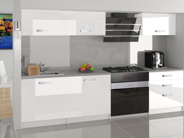Meubles de cuisine 180 cm blanc brillant sans plan de travail Fabricant INF LAURENTINO2/2/WT/W/BB/B1