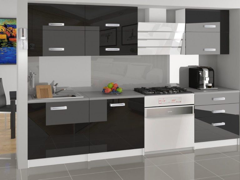 Meubles de cuisine 180 cm noir brillant sans plan de travail Fabricant INF PRIMERA2/2/WT/B/BB/B1