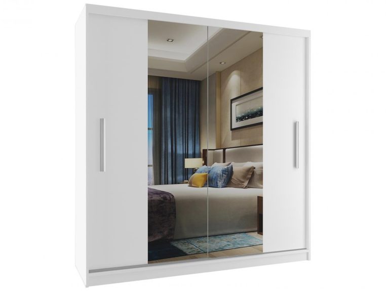 Armoire coulissante 158 cm avec miroir blanc mat Fabricant ME SZP3/2/W/W/0/AL