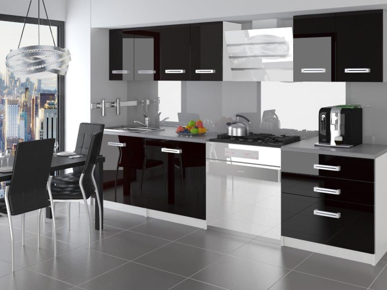 Meubles de cuisine 180 cm noir brillant sans plan de travail Fabricant INF SONIK/2/WT/B/BB/D