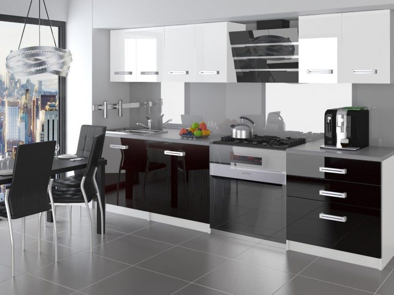 Meubles de cuisine 180 cm blanc brillant noir brillant sans plan de travail Fabricant INF SONIK2/2/WT/WB/BB/B1