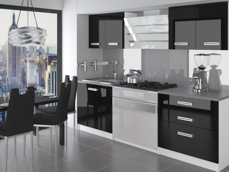 Meubles de cuisine 120 cm noir brillant avec plan de travail Fabricant INF TIESTO/2/WT/B/0/D
