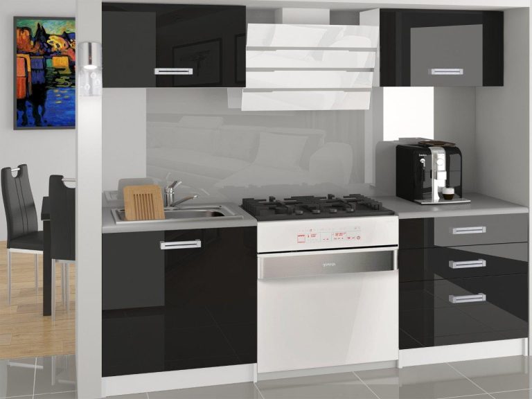 Meubles de cuisine 120 cm noir brillant avec plan de travail Fabricant INF VULCANO2/4/WT/B/0/B1