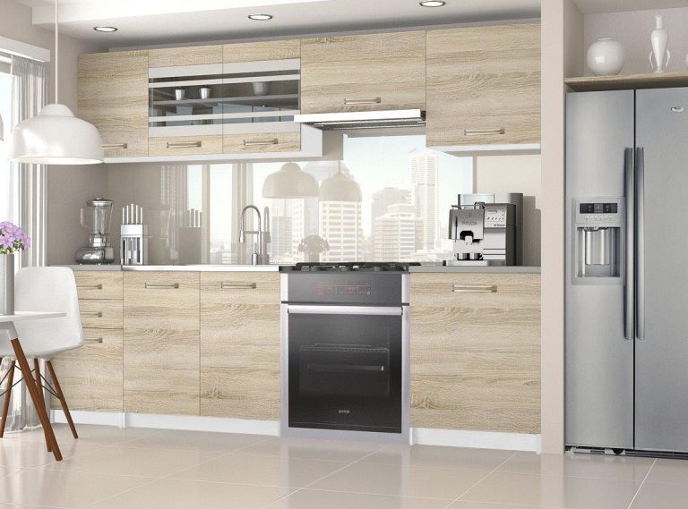 Meubles de cuisine 240 cm en chêne Wotan et chêne Sonoma sans plan de travail Fabricant TOR MARIKA/4/WT/DS/BB/F