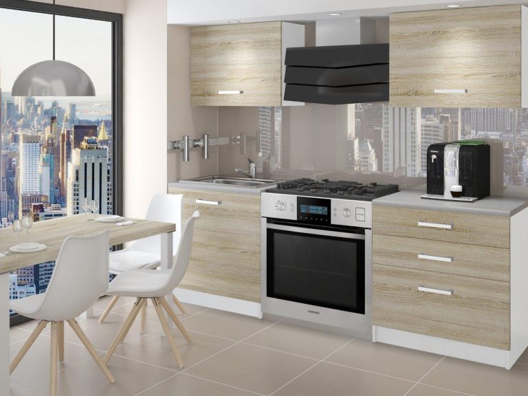 Meubles de cuisine 120 cm en chêne Wotan et chêne Sonoma avec plan de travail Fabricant TOR SATURNO/2/WT/DS/0/P