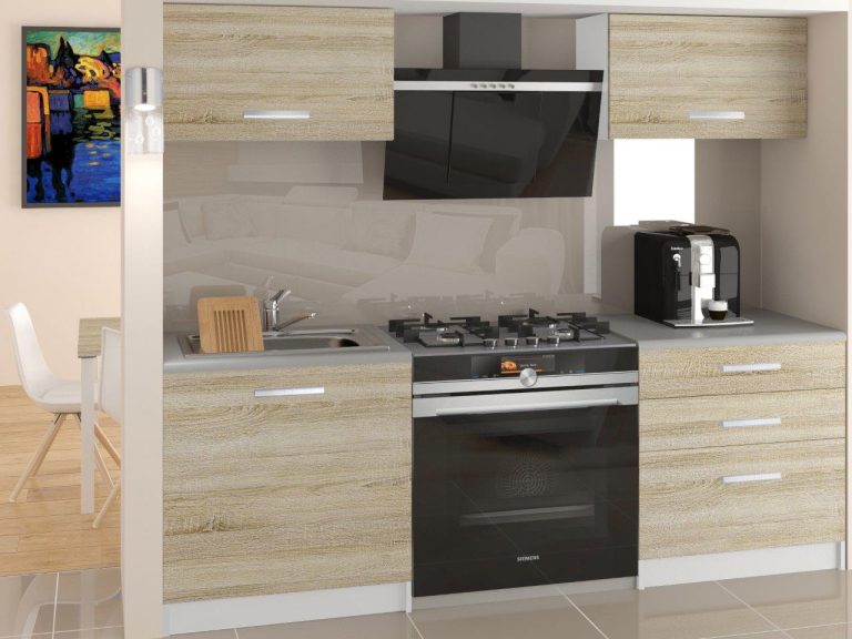 Meubles de cuisine 120 cm en chêne Wotan et chêne Sonoma avec plan de travail Fabricant TOR VULCANO2/3/WT/DS/0/B1