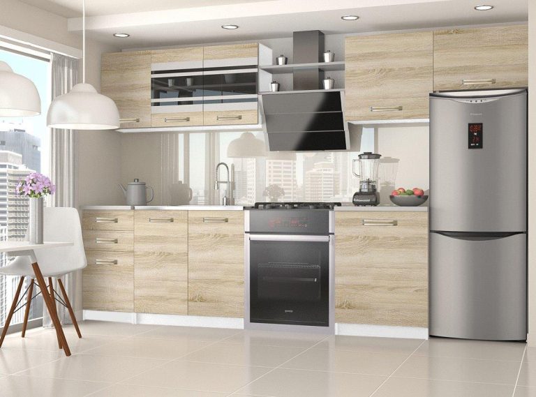 Meubles de cuisine 300 cm en chêne Wotan et chêne Sonoma avec plan de travail Fabricant TOR ELLA/5/WT/DS/0/F