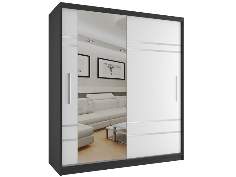 Armoire coulissante 158 cm avec miroir blanc mat Fabricant MP SZP3/1/B/W/0/AL