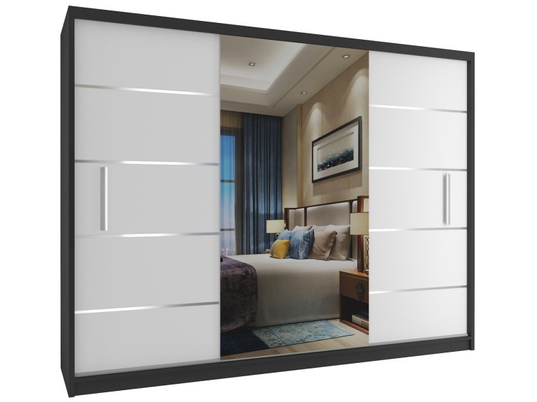 Armoire coulissante 232 cm avec miroir blanc mat Fabricant MBP SZP4/2/1B/2W1L/0/AL
