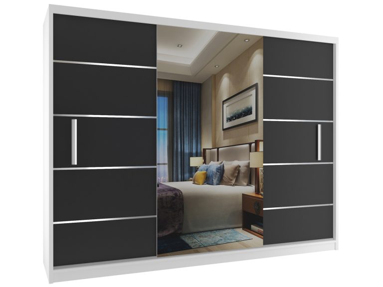 Armoire coulissante 232 cm avec miroir noir ébène foncé Fabricant MBP SZP4/2/1W/2B1L/0/AL