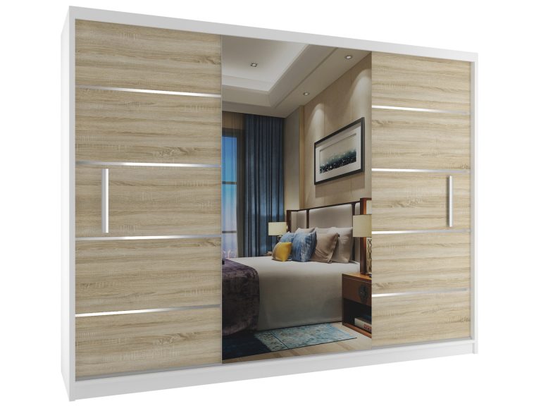 Armoire coulissante 232 cm avec miroir chêne chêne wotan chêne sonoma Fabricant MBP SZP4/2/1W/2DS1L/0/AL
