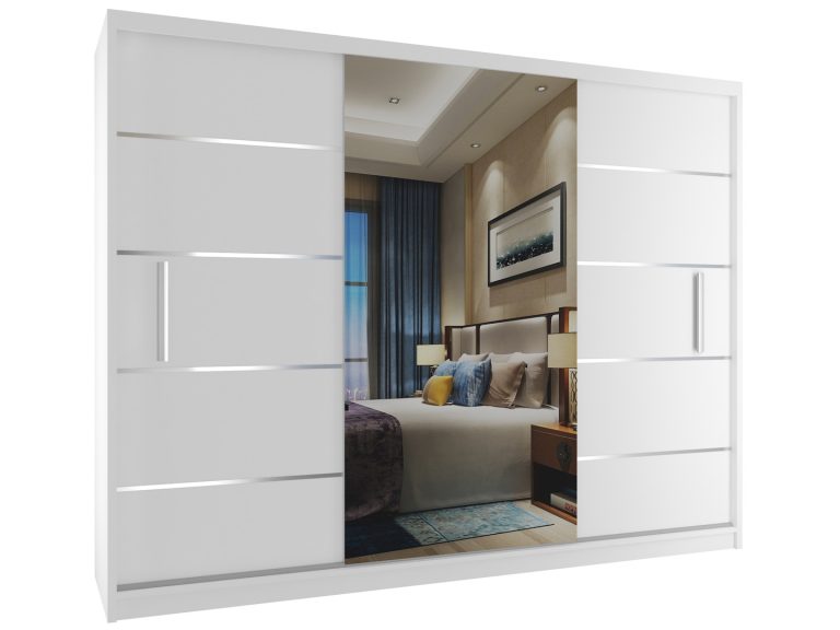 Armoire coulissante 232 cm avec miroir blanc mat Fabricant MBP SZP4/2/1W/2W1L/0/AL