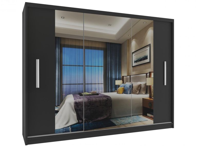 Armoire coulissante 232 cm avec miroir noir ébène foncé Fabricant MS SZP4/2/1B/2B1L/0/AL