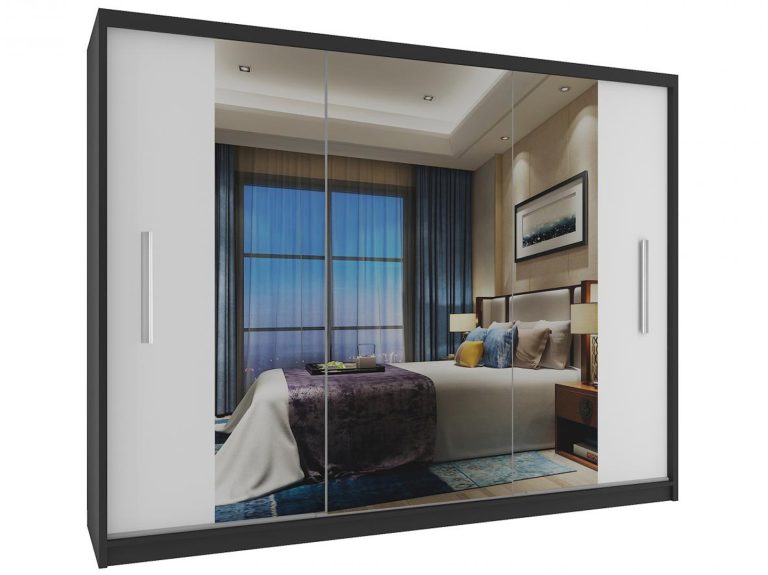 Armoire coulissante 232 cm avec miroir blanc mat Fabricant MS SZP4/2/1B/2W1L/0/AL