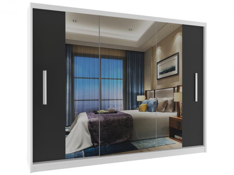 Armoire coulissante 232 cm avec miroir noir ébène foncé Fabricant MS SZP4/2/1W/2B1L/0/AL