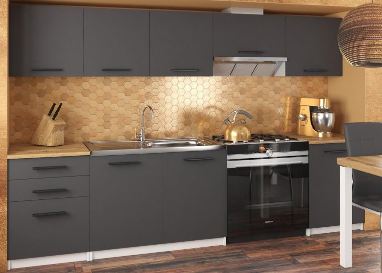 Meubles de cuisine 240 cm gris anthracite graphite sans plan de travail Fabricant TOR UNIQA/4/WT/SR/BB/B1