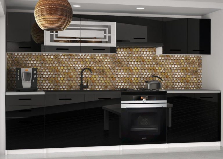 Meubles de cuisine 240 cm noir brillant sans plan de travail Fabricant INF MARIKA2/4/WT/B/BB/B1