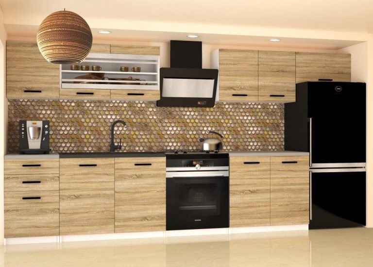 Meubles de cuisine 240 cm en chêne chêne wotan chêne sonoma avec plan de travail Fabricant TOR ELLA2/4/WT/DS/0/B1