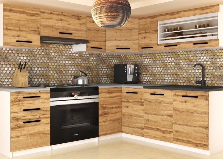 Meubles de cuisine 360 cm en chêne Wotan et chêne Sonoma avec plan de travail Fabricant TOR LIDIA2/4/WT/DW/0/B1