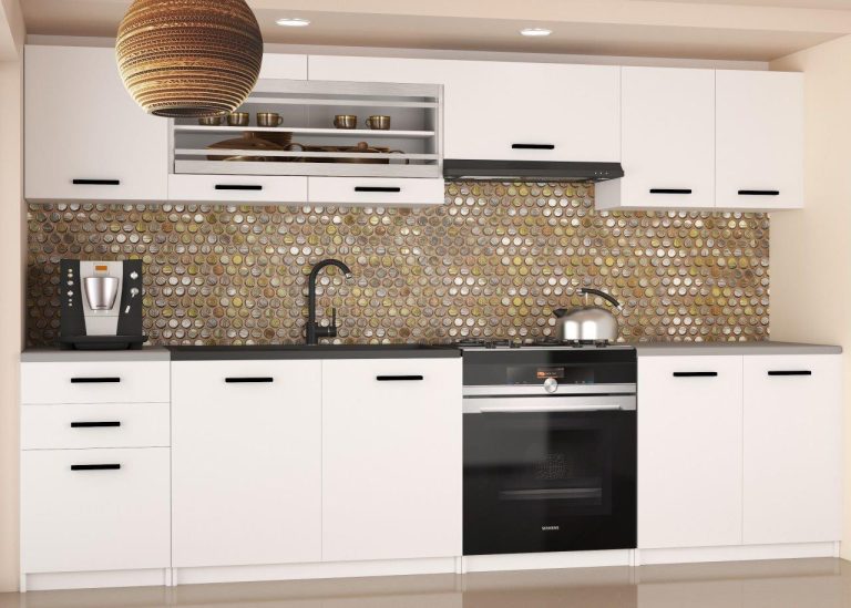 Meubles de cuisine 240 cm blanc mat avec plan de travail Fabricant TOR MARIKA2/4/WT/WT/0/B1