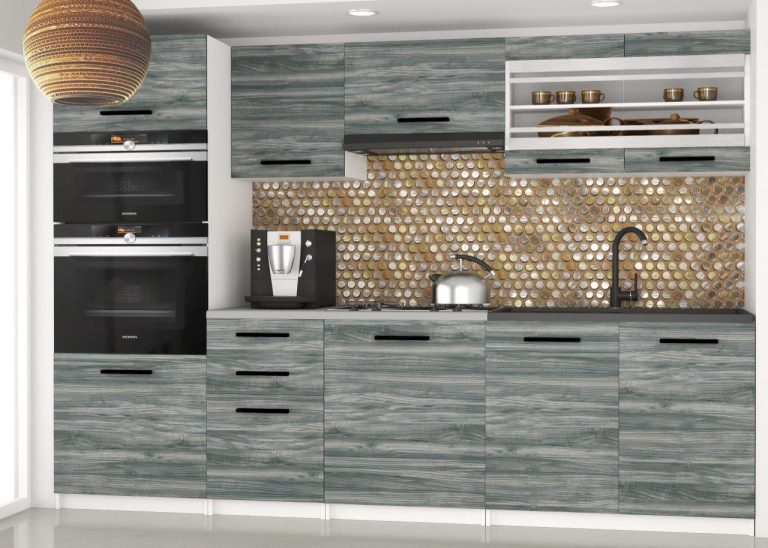 Meubles de cuisine 240 cm gris anthracite graphite avec plan de travail Fabricant TOR PAULA2/4/WT/GW1/0/B1