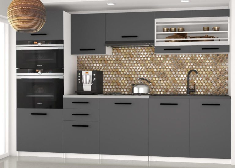 Meubles de cuisine 240 cm gris anthracite graphite avec plan de travail Fabricant TOR PAULA2/4/WT/SR/0/B1