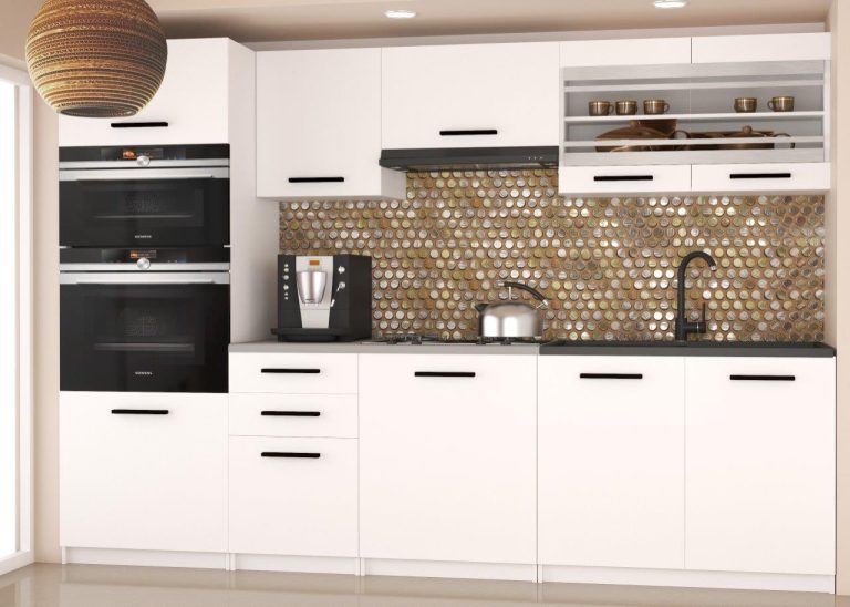 Meubles de cuisine 240 cm blanc mat avec plan de travail Fabricant TOR PAULA2/5/WT/WT/0/B1