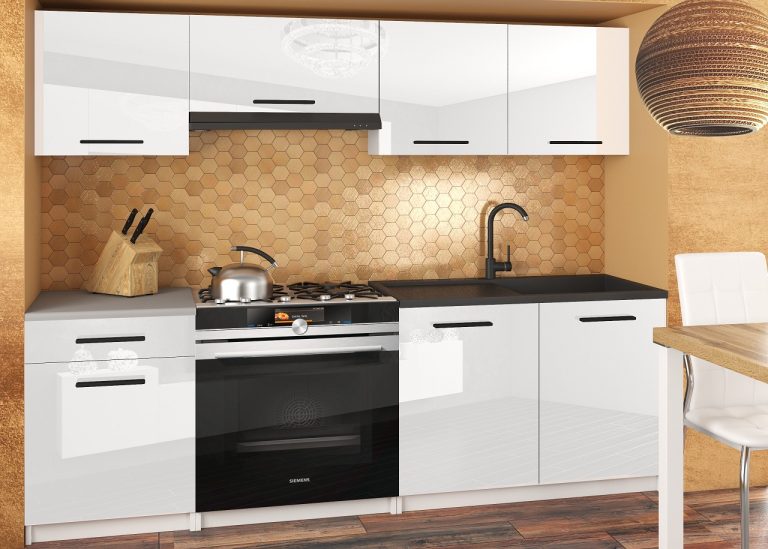 Meubles de cuisine 180 cm blanc brillant avec plan de travail Fabricant INF SUPERUNIQA2/5/WT/W/0/B1