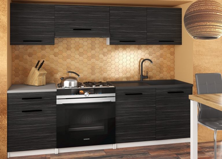 Meubles de cuisine 180 cm noir ébène foncé avec plan de travail Fabricant TOR SUPERUNIQA2/4/WT/HK/0/B1