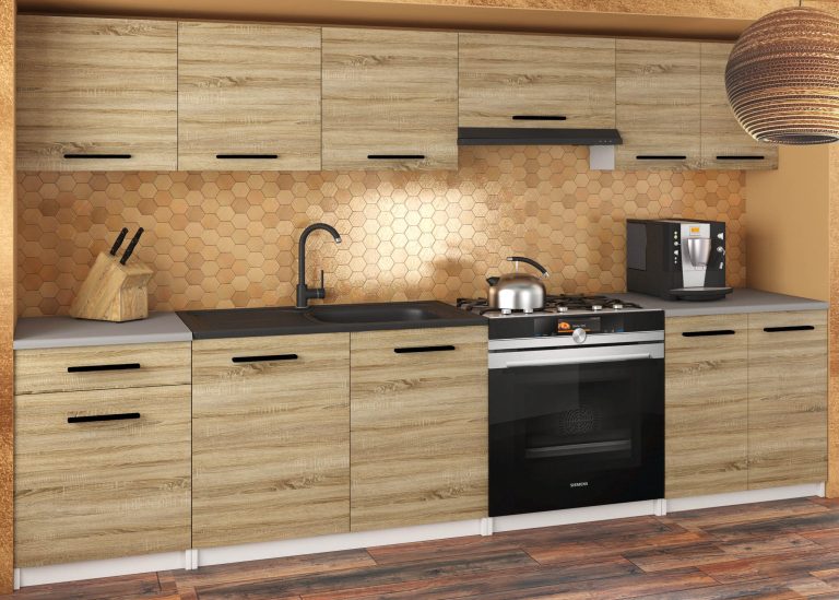 Meble kuchenne 240 cm dębowe dąb wotan dąb sonoma bez blatu Producent TOR UNIQA2/3/WT/DS/BB/B1
