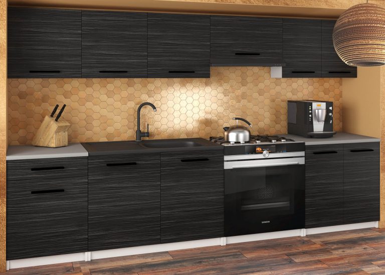 Meuble de cuisine 240 cm noir ébène foncé avec plan de travail Fabricant TOR UNIQA2/4/WT/HK/0/B1