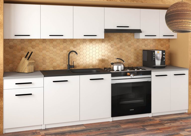 Meubles de cuisine 240 cm blanc mat avec plan de travail Fabricant TOR UNIQA2/5/WT/WT/0/B1
