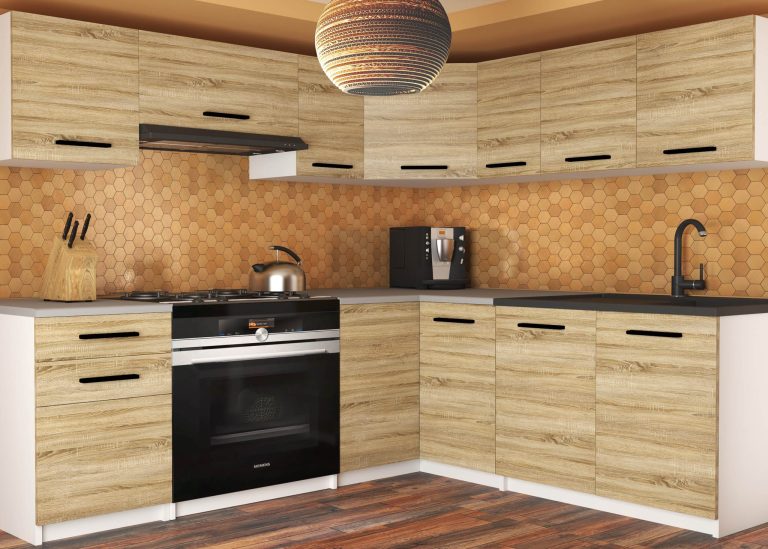 Meuble de cuisine 360 ​​cm chêne wotan chêne sonoma avec plan de travail Fabricant TOR LIDIAUNIQA2/4/WT/DS/0/B1