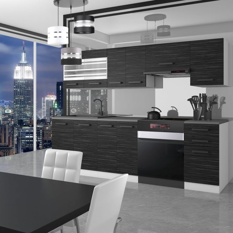 Meubles de cuisine Premium Version Complète 240 cm noir ébène sombre sans plan de travail Fabricant TOR LILY/0/WT/HK/0/B1