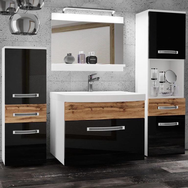 Ensemble de meubles de salle de bain Glamour 95 GLA PM 5/0/W/BDW/0/MB/PP