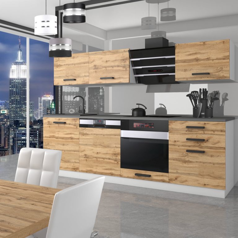 Meubles de cuisine Premium Version Complète 240 cm en chêne chêne wotan chêne sonoma sans plan de travail Fabricant TOR LINDA/0/WT/DW/0/B1