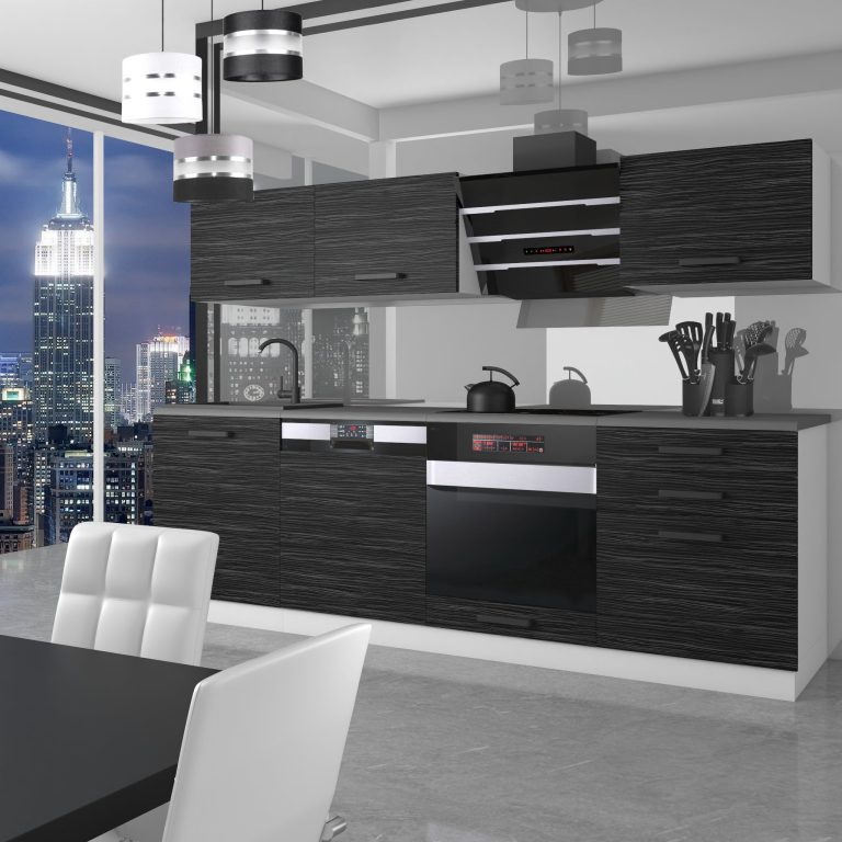 Meubles de cuisine Premium Version Complète 180 cm noir ébène châtaignier sans plan de travail Fabricant TOR LINDA/0/WT/HK/0/B1