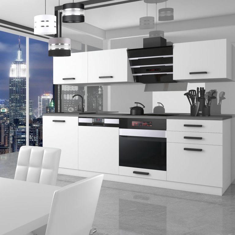 Meubles de cuisine Premium Version Complète 240 cm blanc mat sans plan de travail Fabricant TOR LINDA/0/WT/WT/0/B1