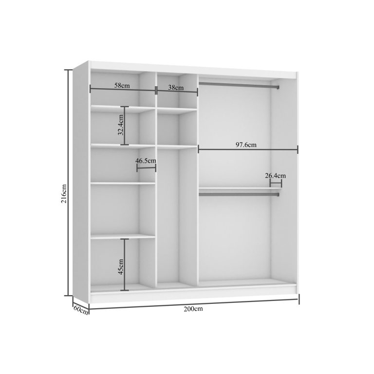 Armoire coulissante 200 cm blanc brillant Fabricant BH SZP1/2/W/WI/5W/HI