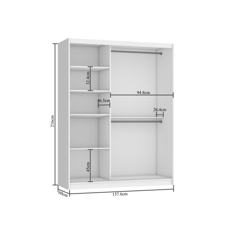 Armoire coulissante 158 cm avec miroir noir ébène foncé Fabricant MV SZP3/2/W/B/B/HI
