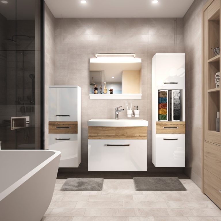 Ensemble de meubles de salle de bain Glamour 93 GLA PM 5/0/W/WDW/0/MB/PP