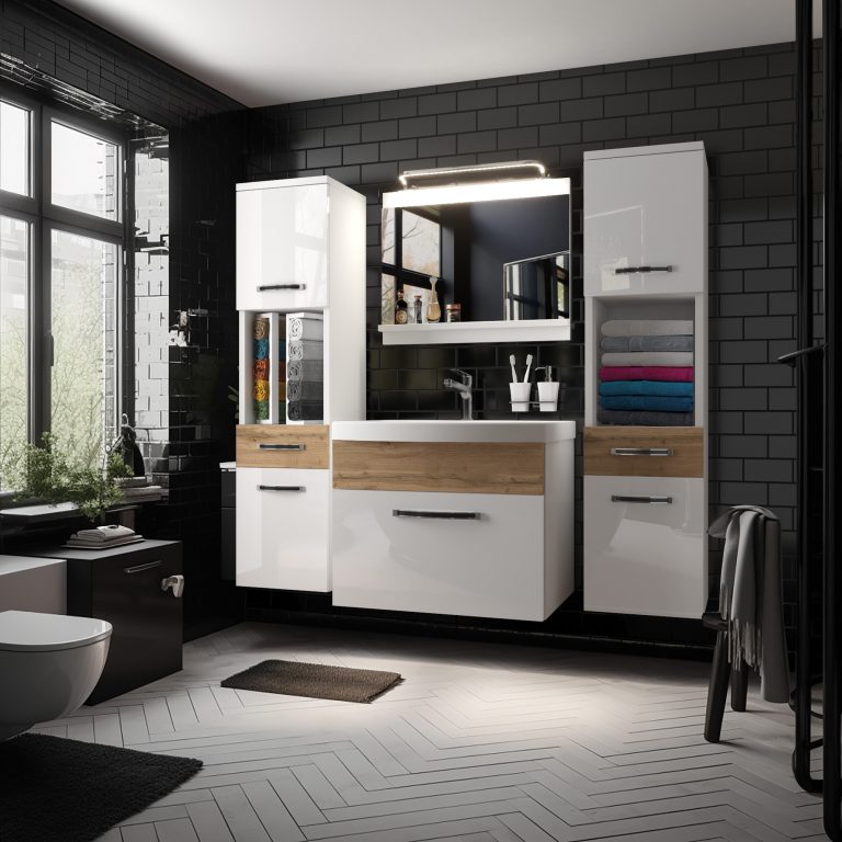 Ensemble de meubles de salle de bain Glamour 112 GLA PM 6/0/W/WDW/0/MB/PP